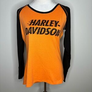 Harley Davidson orange and black Ft Myers long sleeve tee shirt size medium